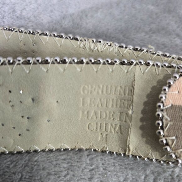 Rhinestone Studded Camouflage Genuine Leather Belt Sparkling Buckle & Tip Size M - Picture 4 of 6
